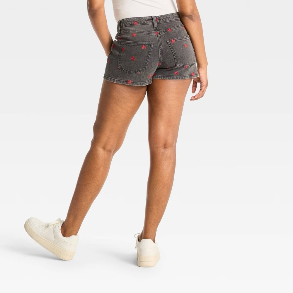 Women's Curvy Mid-Rise Cut-Off Denim Shorts - Wild Fable Black/Red - Picture 4 of 4